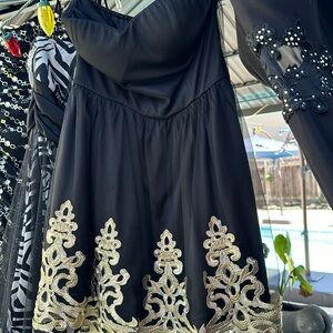 Short Black And Gold Party Dress